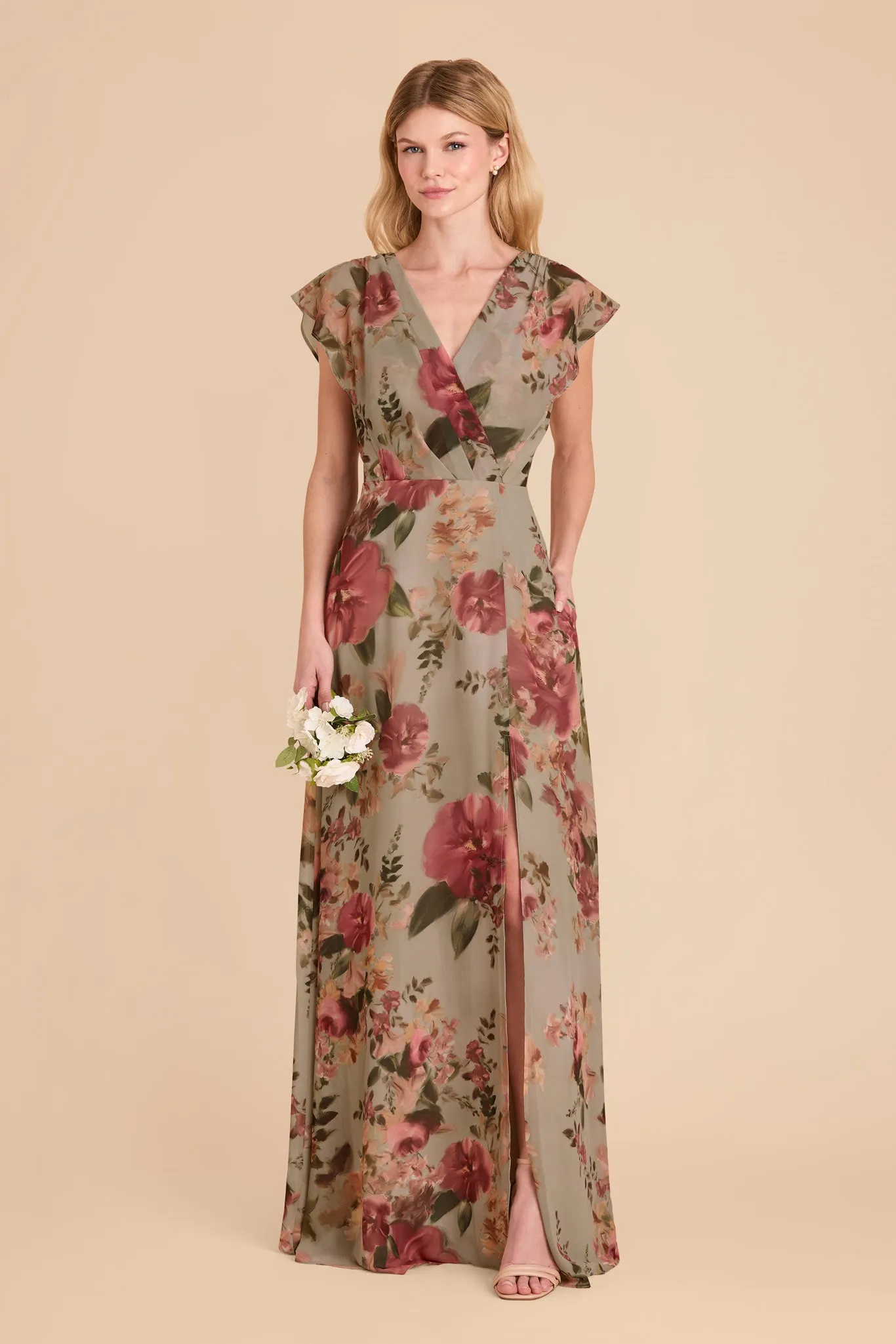 Violet Chiffon Dress - Silver Sage Painted Botanics sold by Birdy Grey product image thumbnail 3