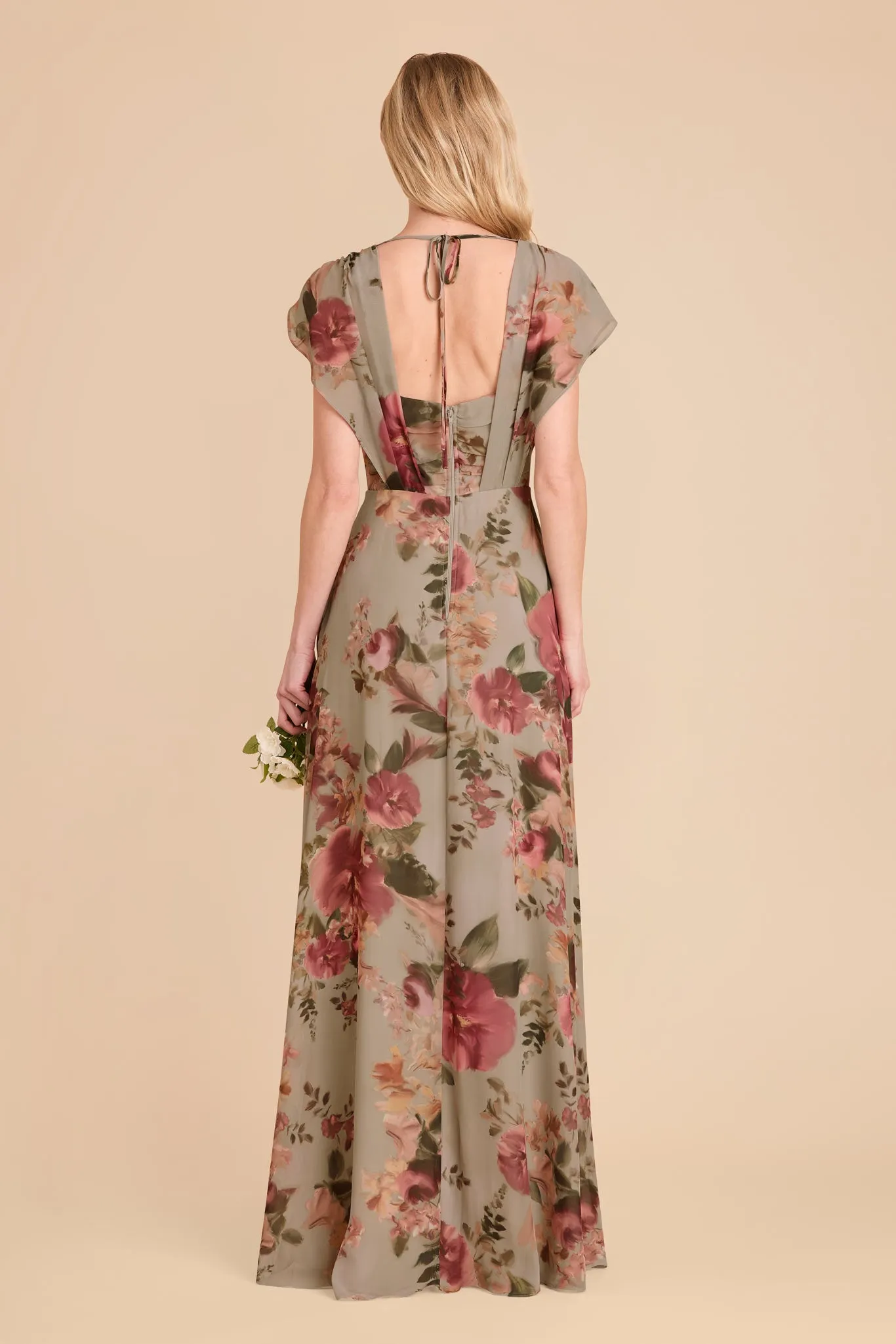Violet Chiffon Dress - Silver Sage Painted Botanics sold by Birdy Grey product image thumbnail 5