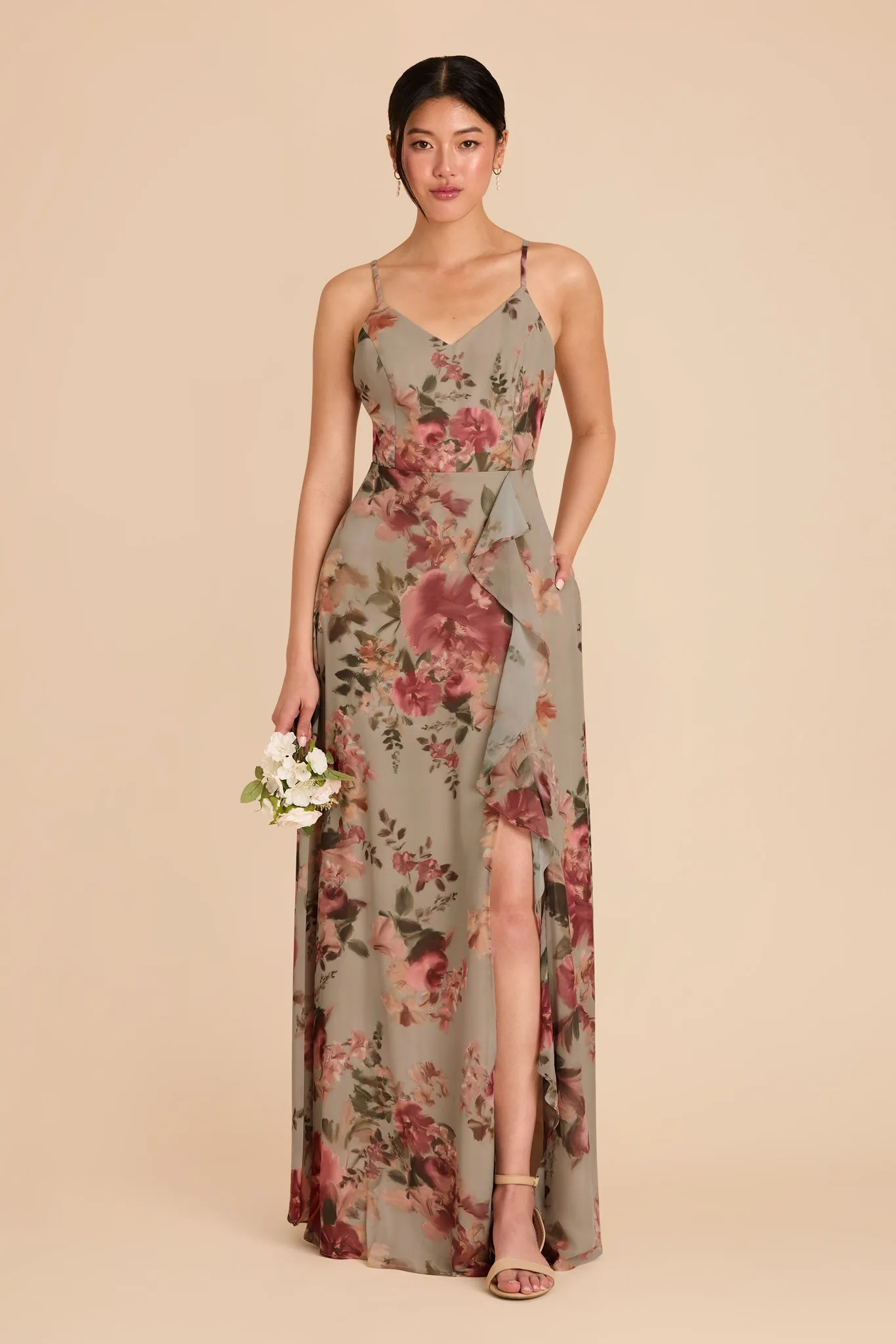 Theresa Chiffon Dress - Silver Sage Painted Botanics sold by Birdy Grey product image thumbnail 3