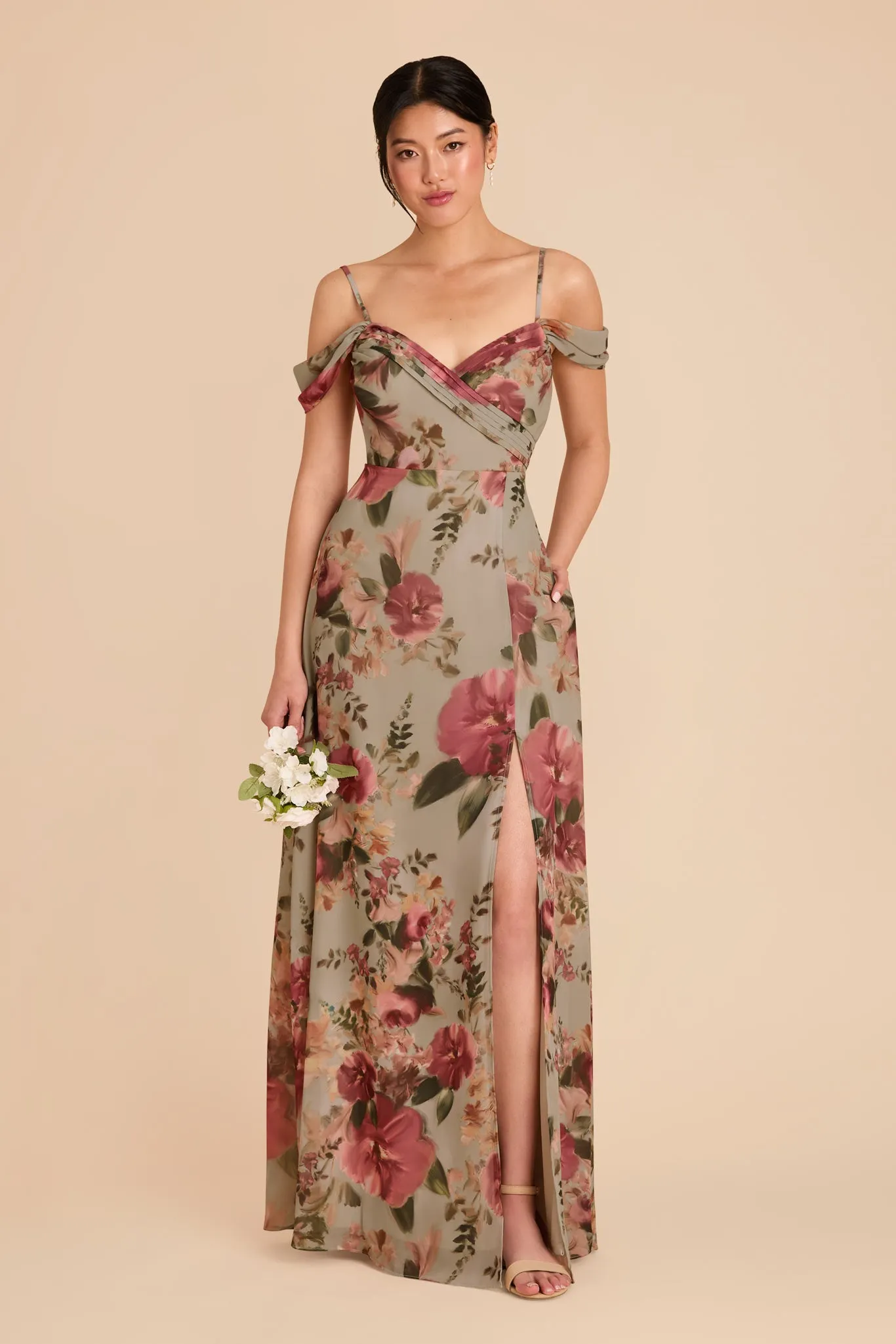 Spence Convertible Dress With Slit - Silver Sage Painted Botanics sold by Birdy Grey product image thumbnail 2