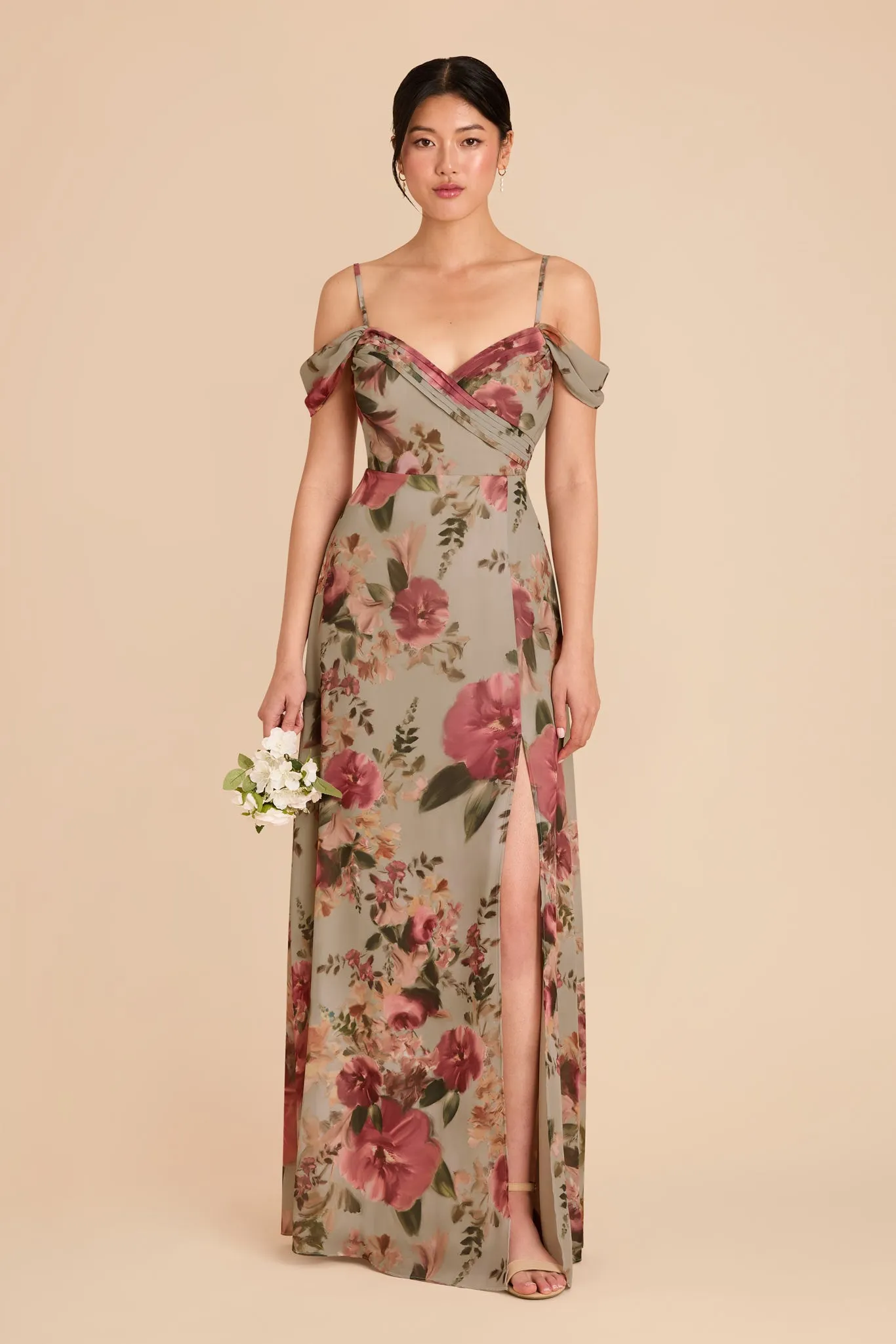 Spence Convertible Dress With Slit - Silver Sage Painted Botanics sold by Birdy Grey