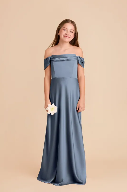 Mimi Junior Matte Satin Dress - French Blue sold by Birdy Grey