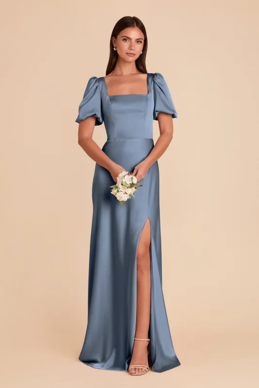 Judy Matte Satin Dress - French Blue sold by Birdy Grey