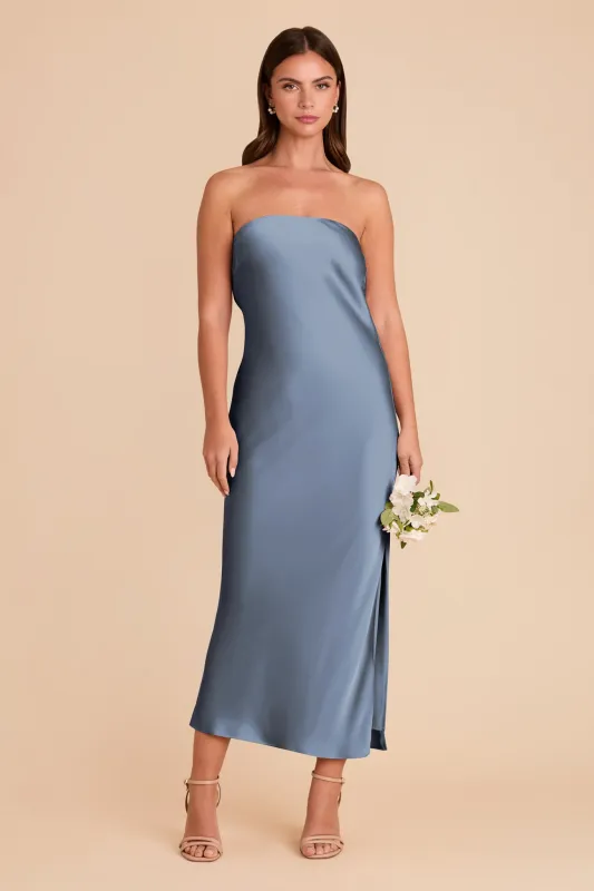 Isla Matte Satin Dress - French Blue sold by Birdy Grey