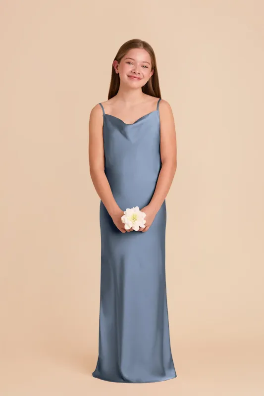 Elisa Junior Matte Satin Dress - French Blue sold by Birdy Grey