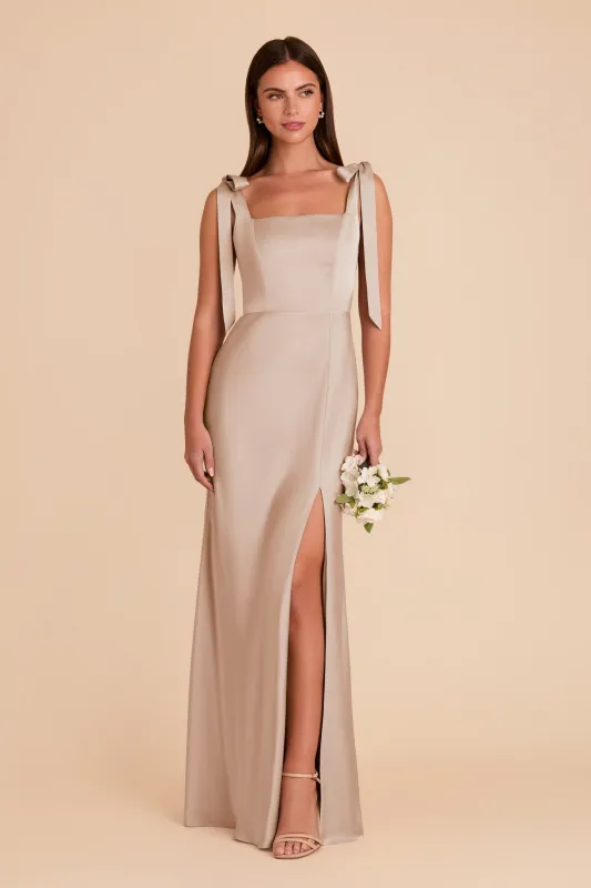 Alex Convertible Dress Matte Satin - Taupe sold by Birdy Grey