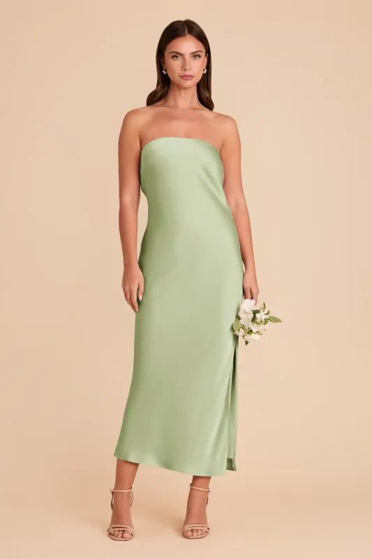Isla Matte Satin Dress - Pale Pistachio sold by Birdy Grey
