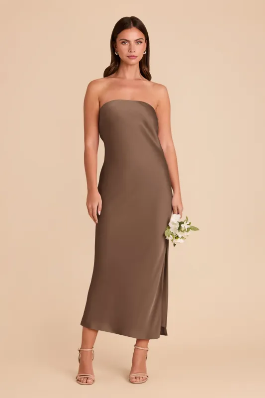 Isla Matte Satin Dress - Mocha sold by Birdy Grey