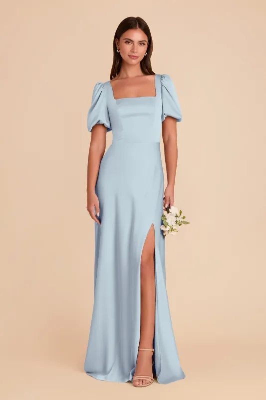 Judy Matte Satin Dress - Mist Blue sold by Birdy Grey