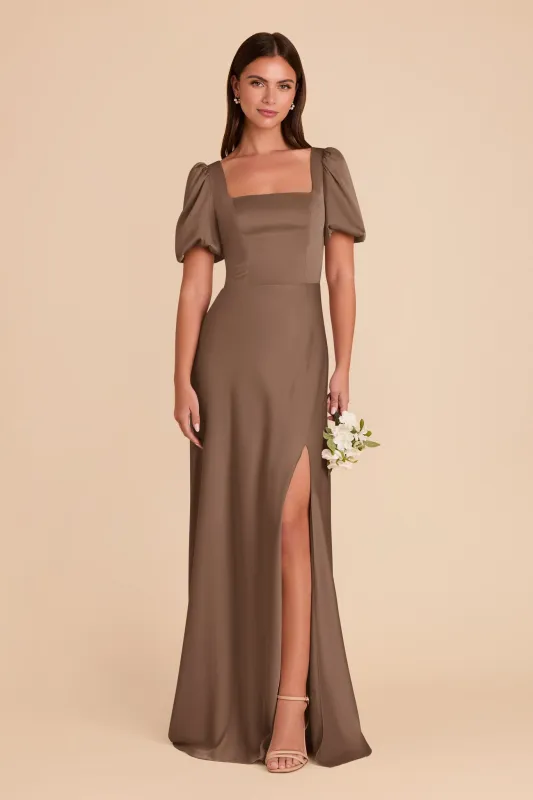 Judy Matte Satin Dress - Mocha sold by Birdy Grey