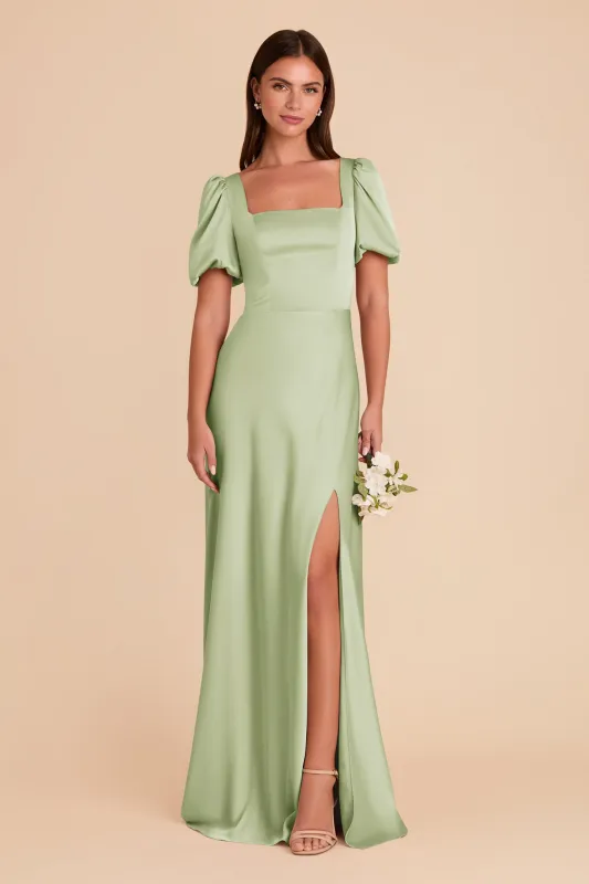 Judy Matte Satin Dress - Pale Pistachio sold by Birdy Grey