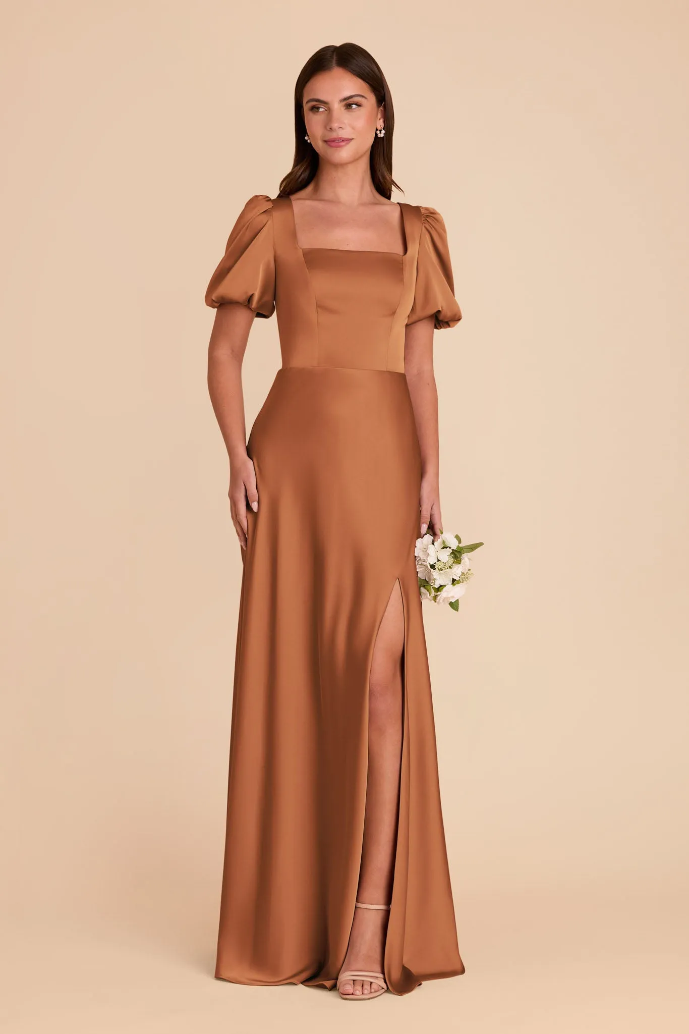 Judy Matte Satin Dress - Rust sold by Birdy Grey