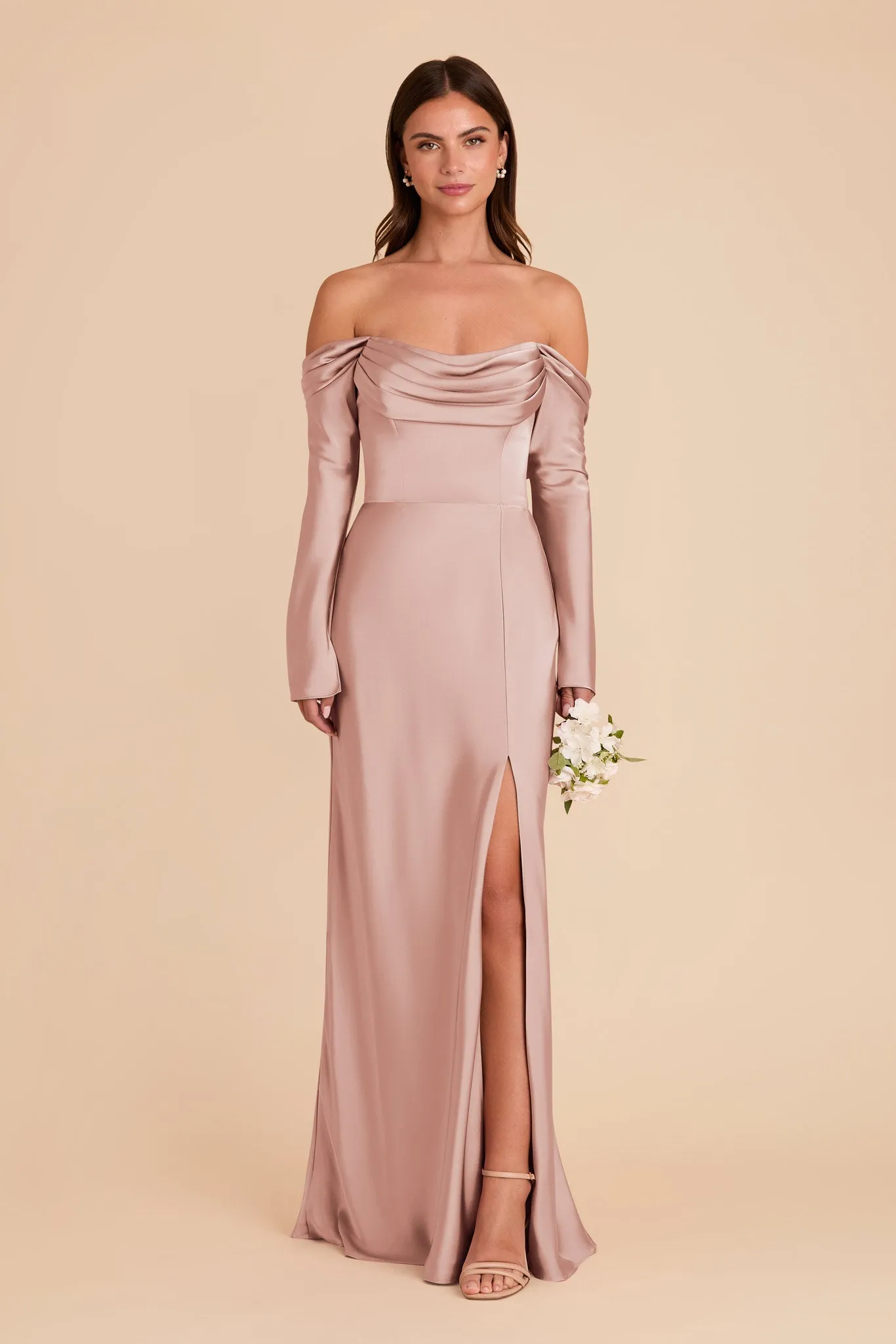Maya Matte Satin Dress - English Rose sold by Birdy Grey