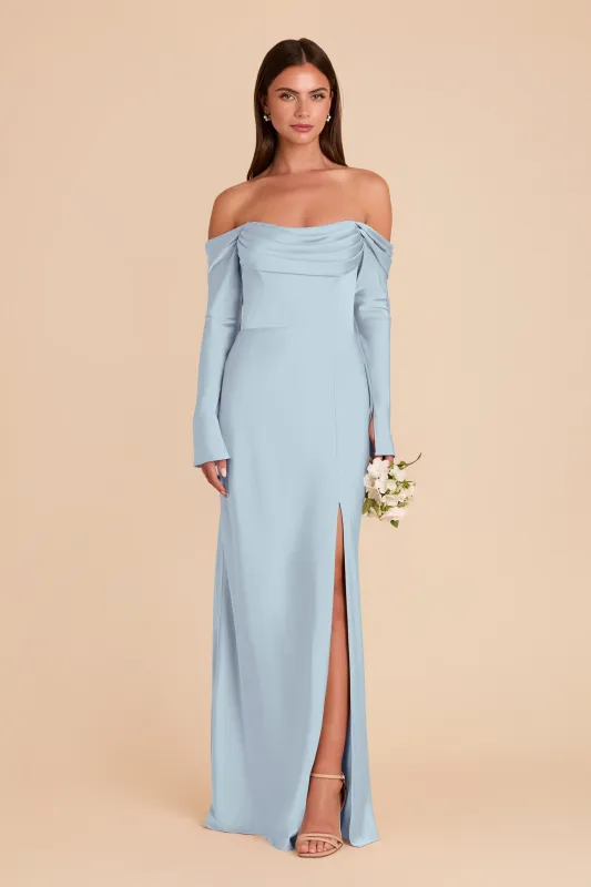 Maya Matte Satin Dress - Mist Blue sold by Birdy Grey