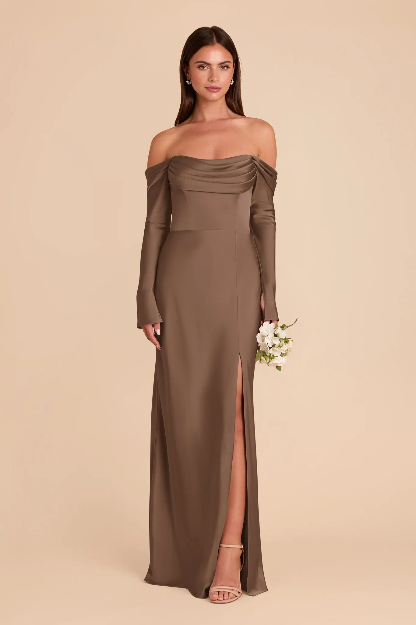 Maya Matte Satin Dress - Mocha sold by Birdy Grey product image thumbnail 3