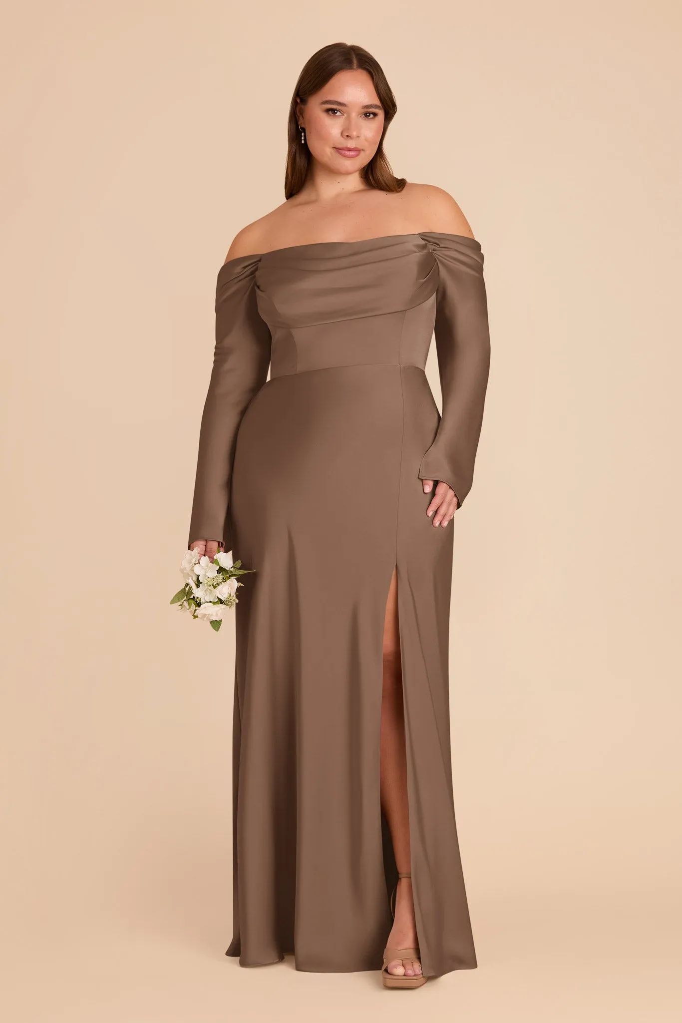 Maya Matte Satin Dress - Mocha sold by Birdy Grey product image thumbnail 2