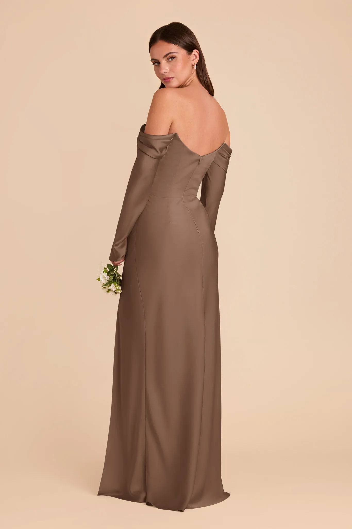 Maya Matte Satin Dress - Mocha sold by Birdy Grey product image thumbnail 5