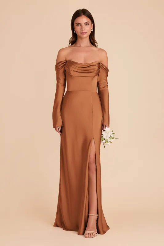 Maya Matte Satin Dress - Rust sold by Birdy Grey