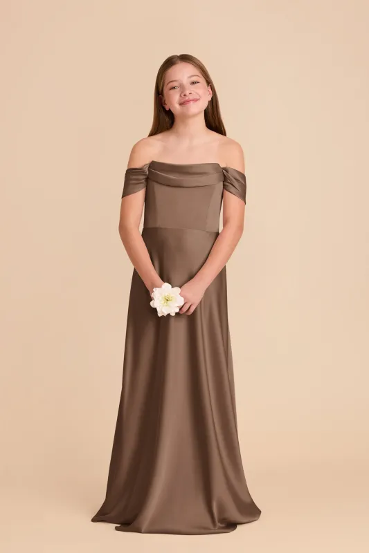 Mimi Junior Matte Satin Dress - Mocha sold by Birdy Grey