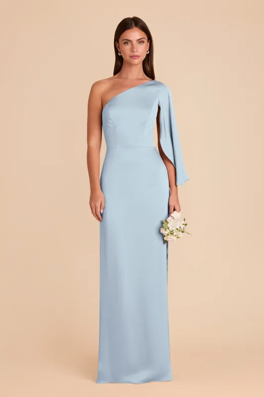 Christine Matte Satin Dress - Mist Blue sold by Birdy Grey