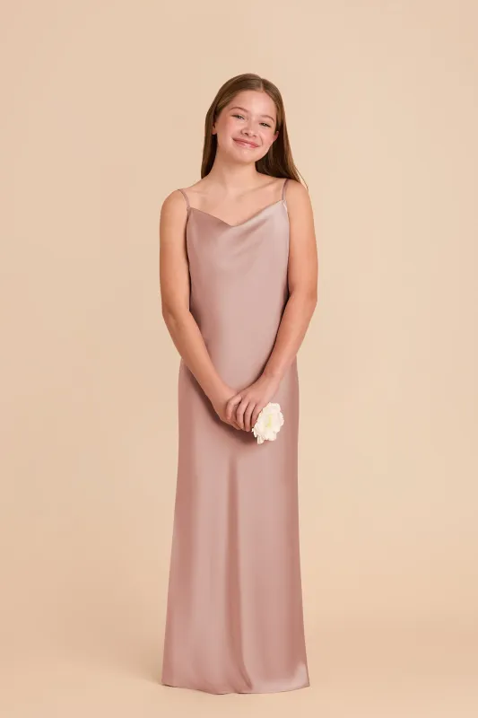 Elisa Junior Matte Satin Dress - English Rose sold by Birdy Grey