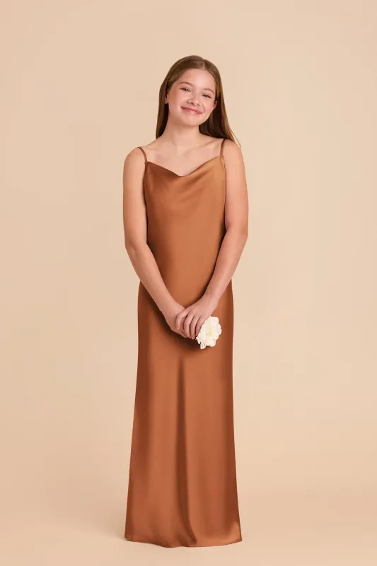 Elisa Junior Matte Satin Dress - Rust sold by Birdy Grey