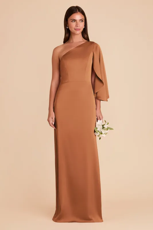 Christine Matte Satin Dress - Rust sold by Birdy Grey
