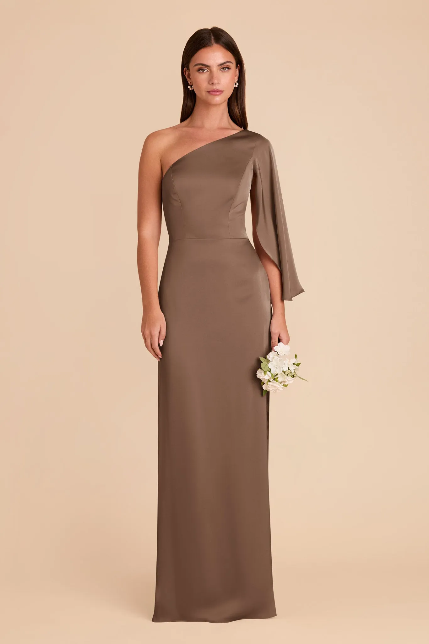 Christine Matte Satin Dress - Mocha sold by Birdy Grey