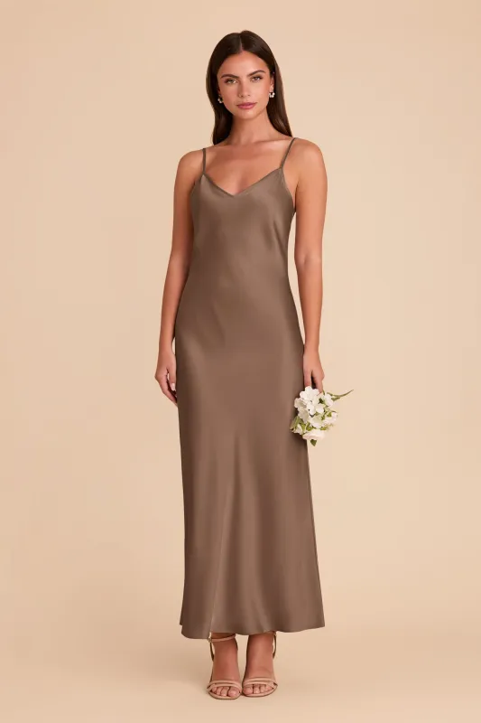 Alice Matte Satin Dress - Mocha sold by Birdy Grey