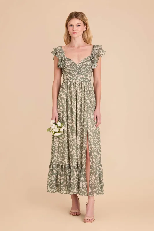 Michelle Chiffon Dress - Thyme Dreamy Floral sold by Birdy Grey