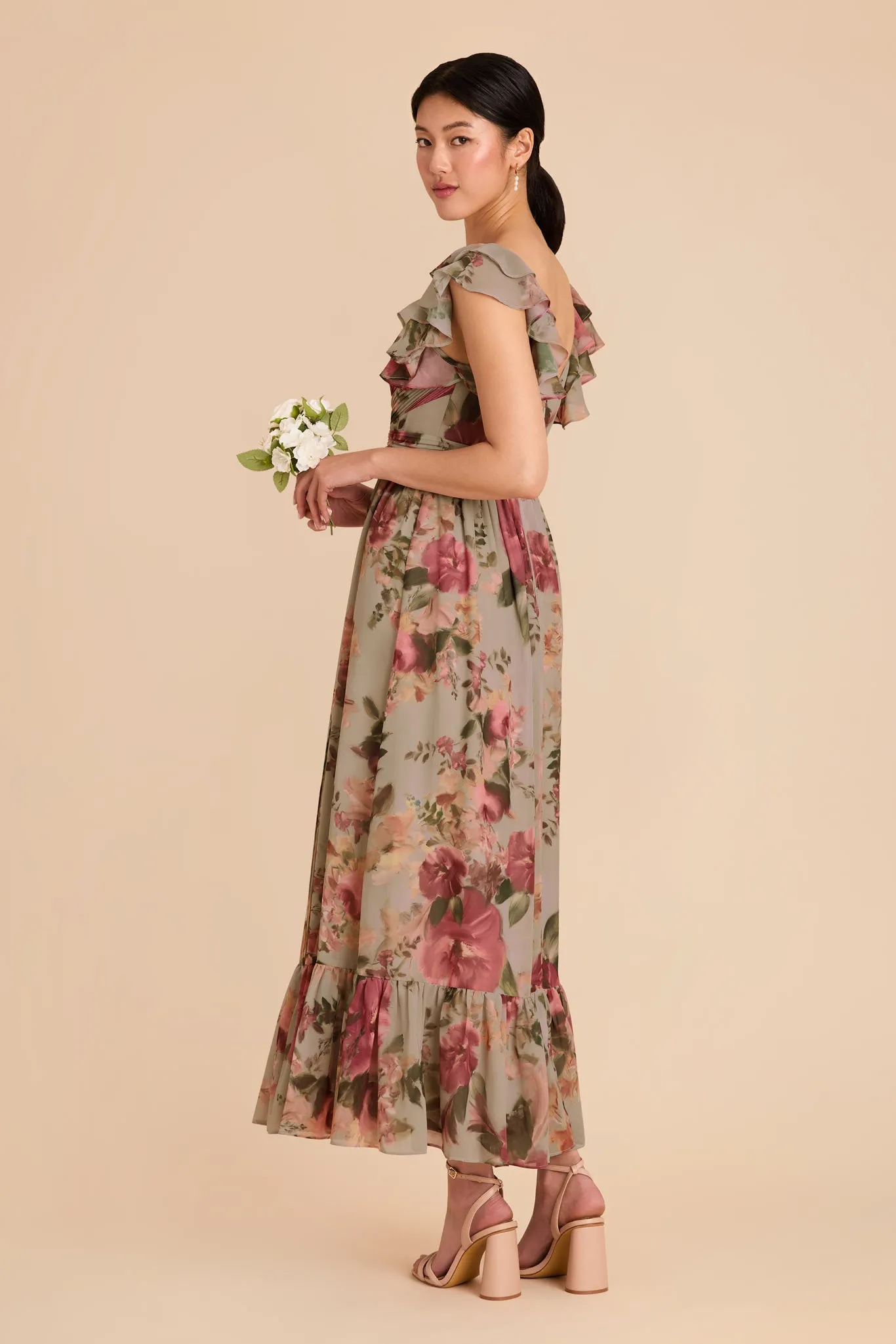 Michelle Chiffon Dress - Silver Sage Painted Botanics sold by Birdy Grey product image thumbnail 3