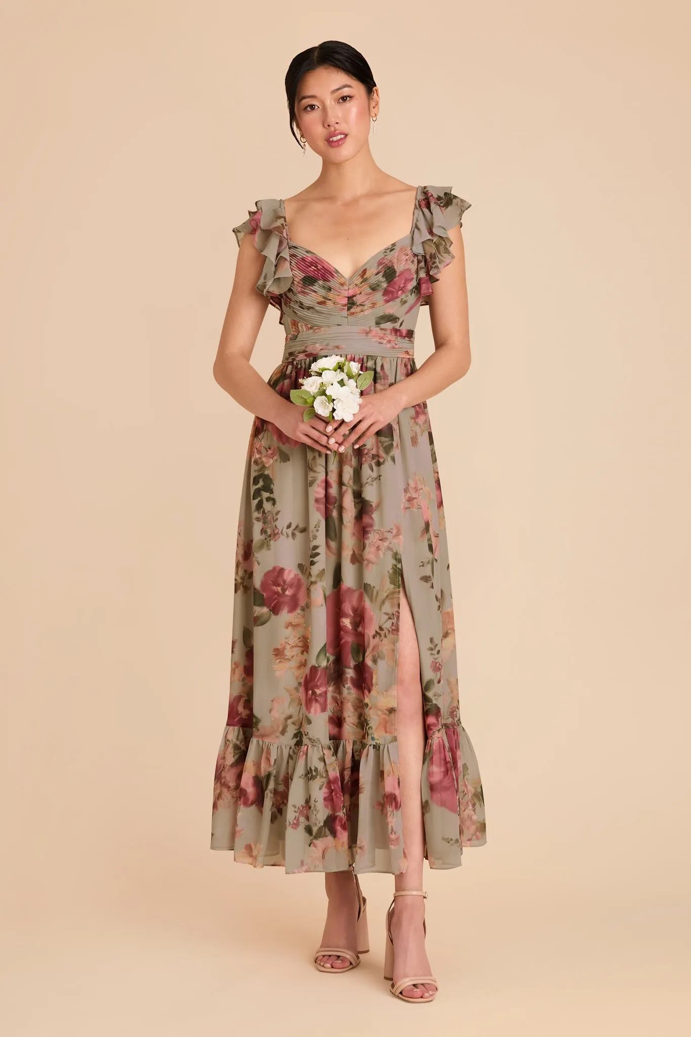 Michelle Chiffon Dress - Silver Sage Painted Botanics sold by Birdy Grey product image thumbnail 2