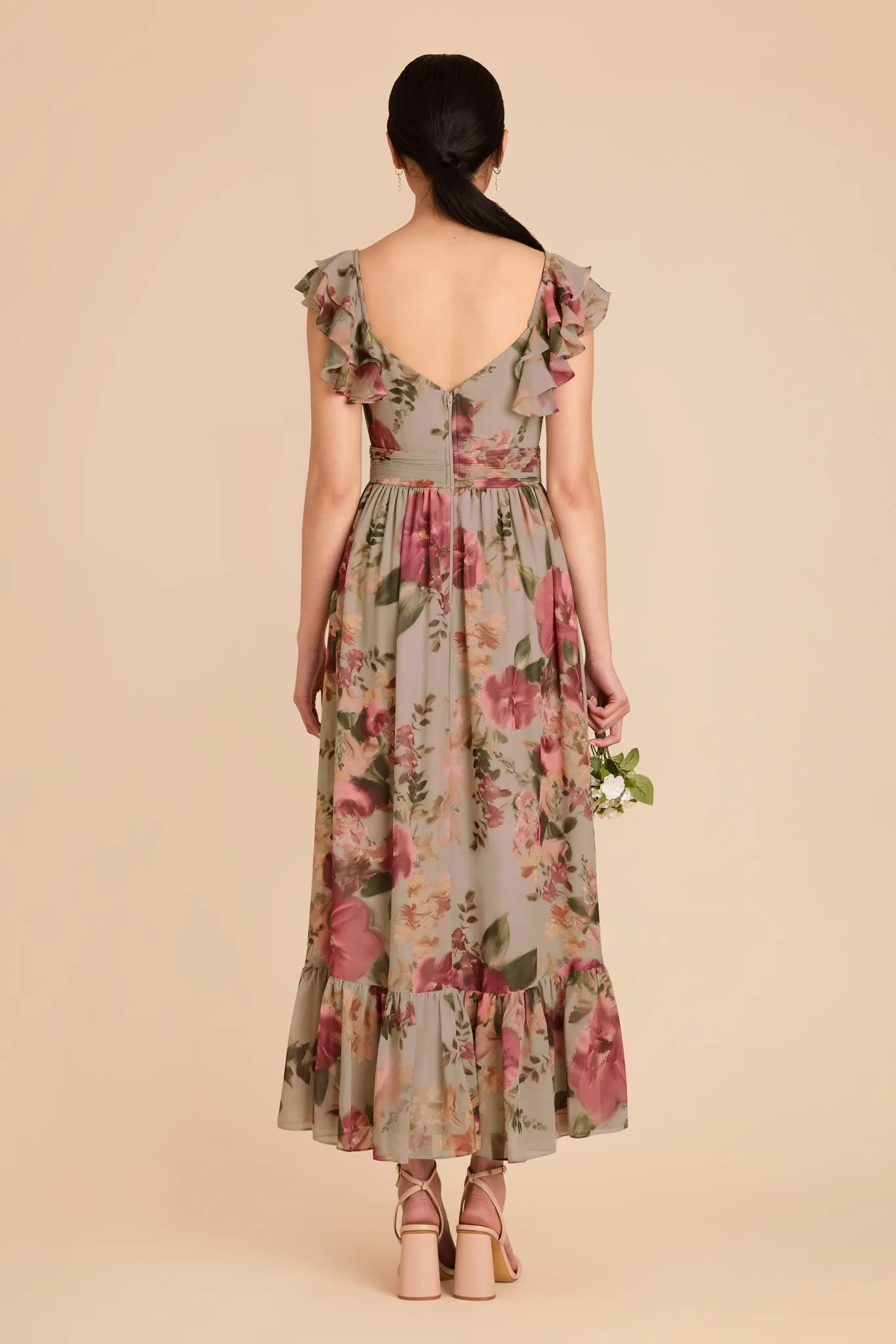 Michelle Chiffon Dress - Silver Sage Painted Botanics sold by Birdy Grey product image thumbnail 4