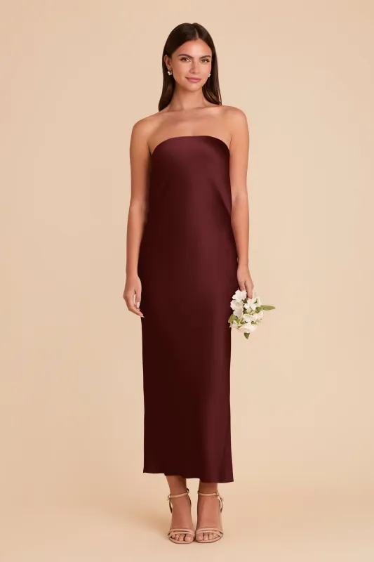 Isla Matte Satin Dress - Cabernet sold by Birdy Grey