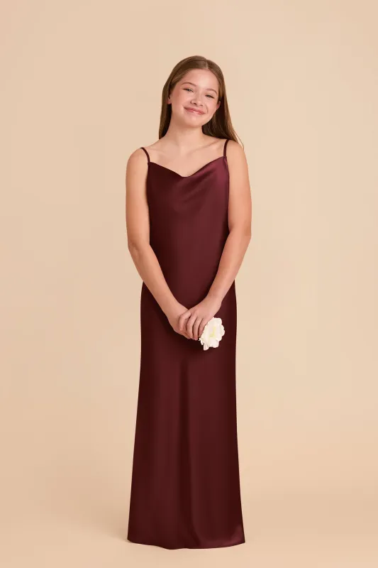 Elisa Junior Matte Satin Dress - Cabernet sold by Birdy Grey