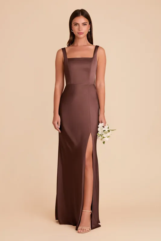 Alex Convertible Dress Matte Satin - Chocolate Brown sold by Birdy Grey