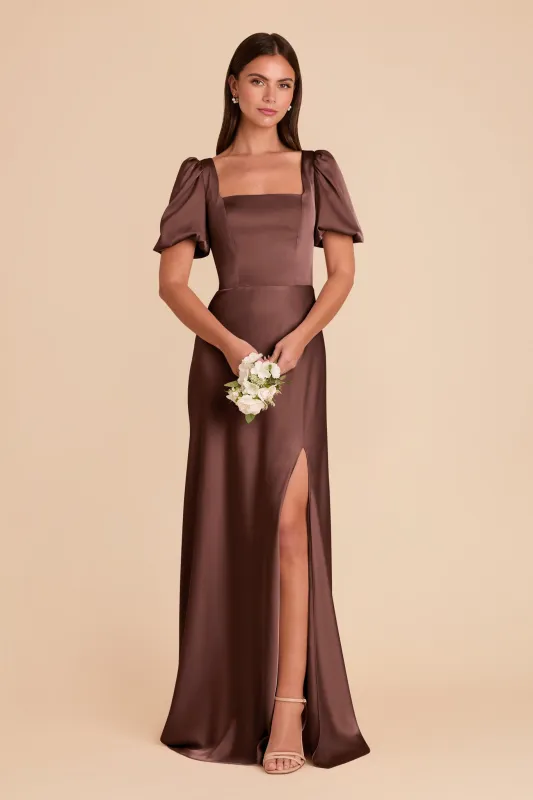 Judy Matte Satin Dress - Chocolate Brown sold by Birdy Grey