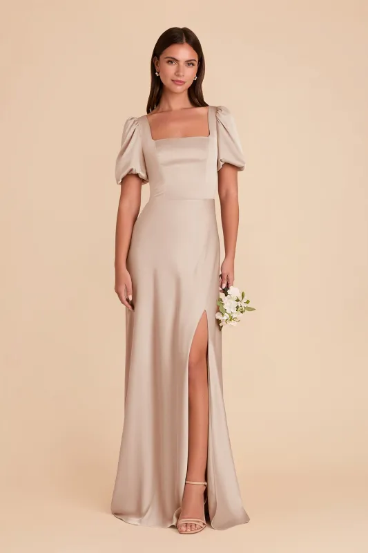 Judy Matte Satin Dress - Taupe sold by Birdy Grey