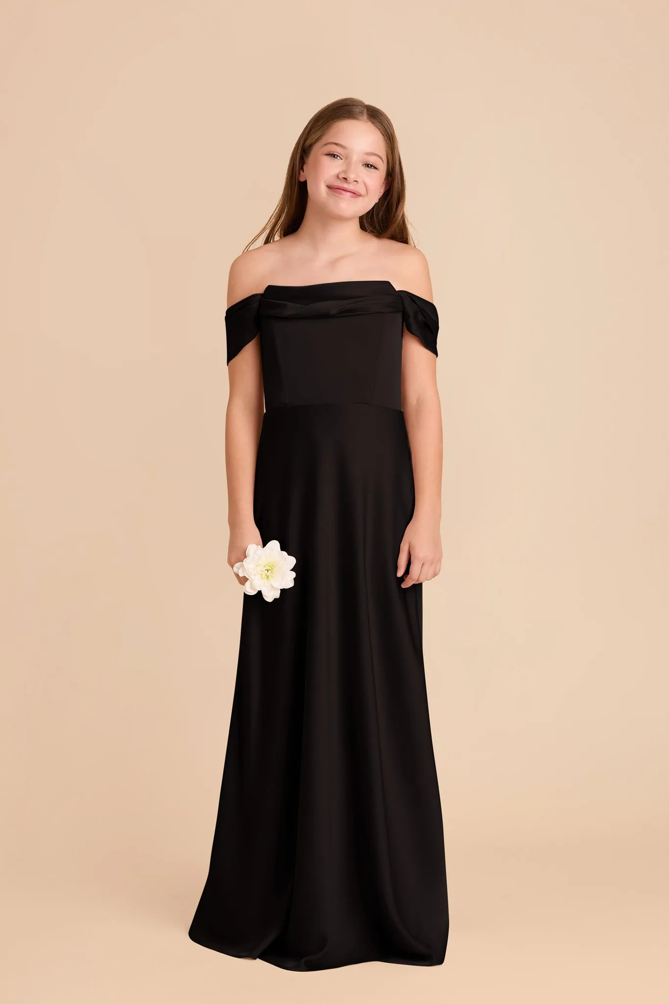 Mimi Junior Matte Satin Dress - Black sold by Birdy Grey