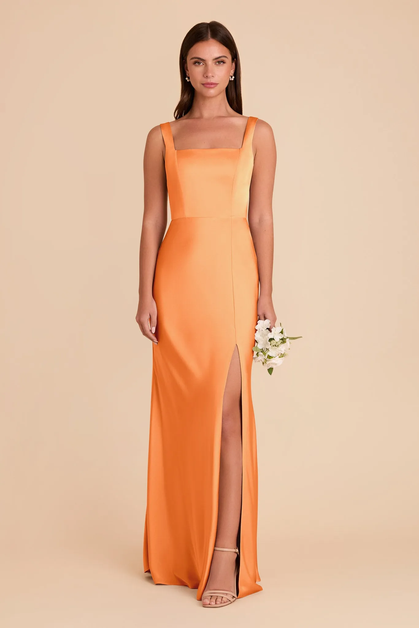 Alex Convertible Dress Matte Satin - Apricot sold by Birdy Grey