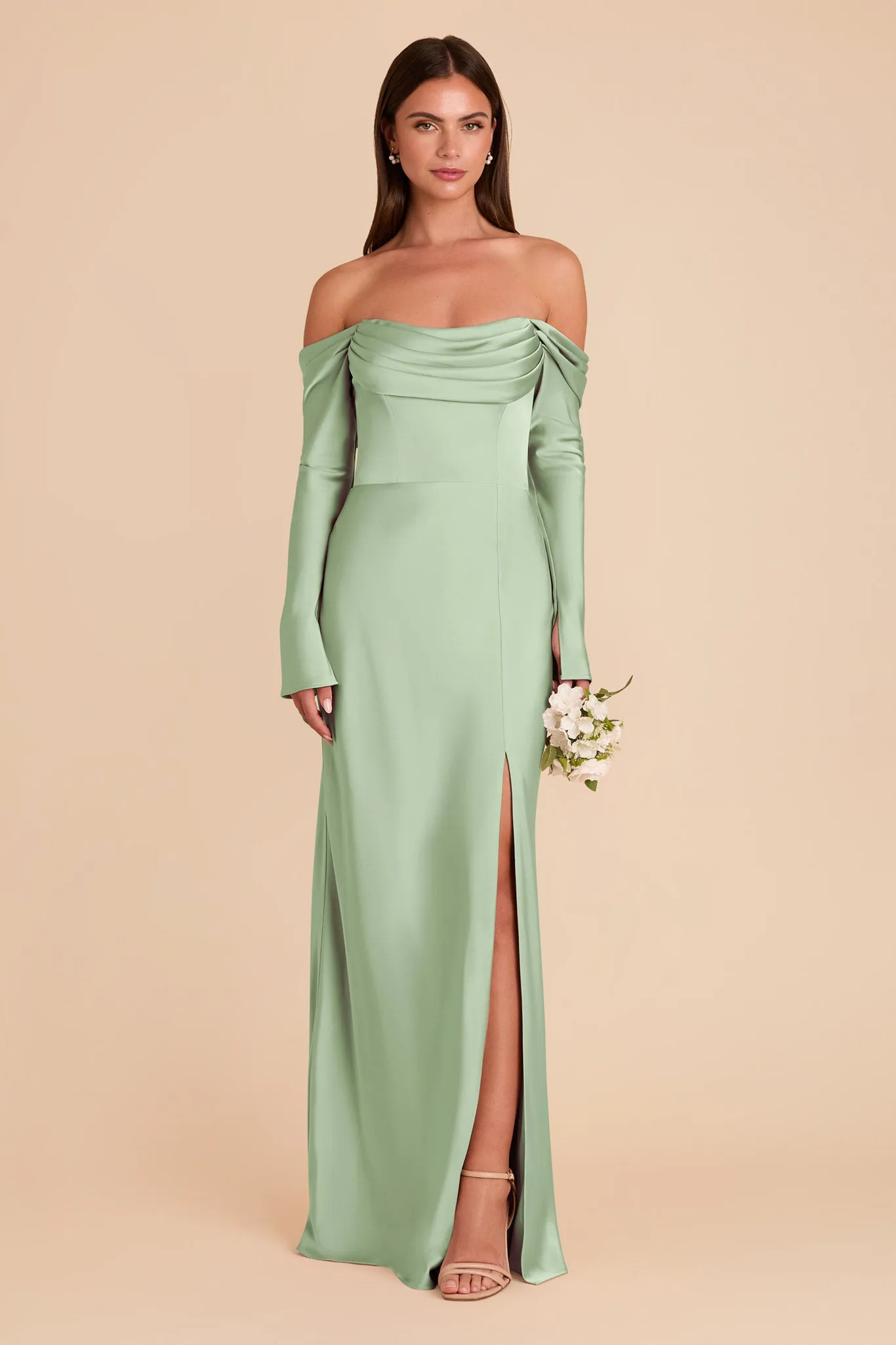Maya Matte Satin Dress - Pistachio sold by Birdy Grey