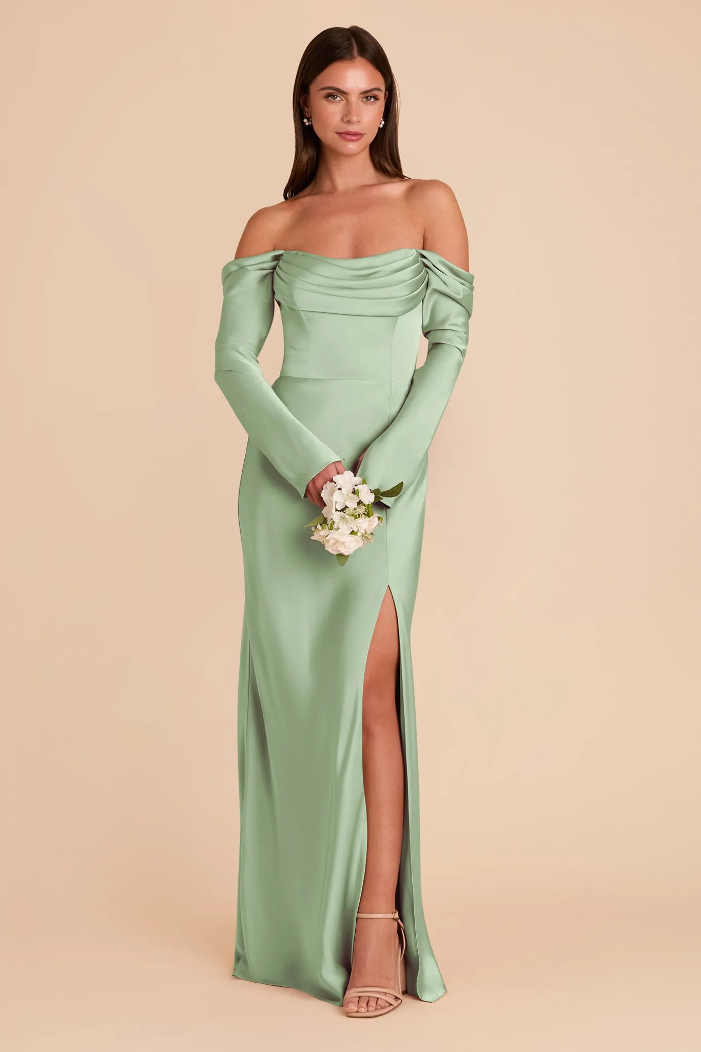 Maya Matte Satin Dress - Pistachio sold by Birdy Grey product image thumbnail 3