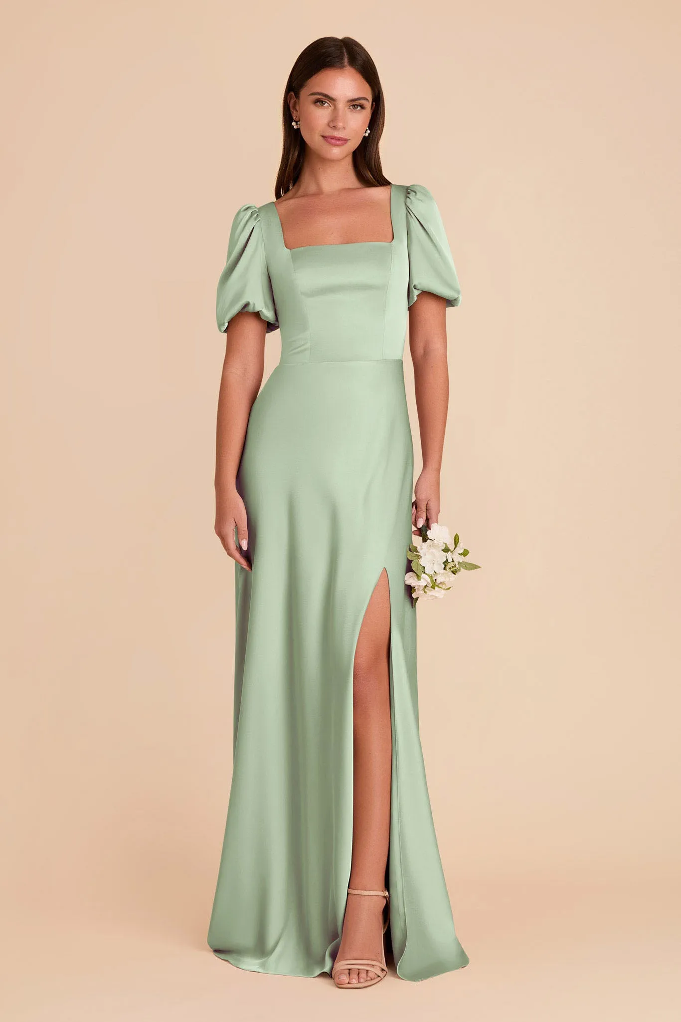 Judy Matte Satin Dress - Pistachio sold by Birdy Grey