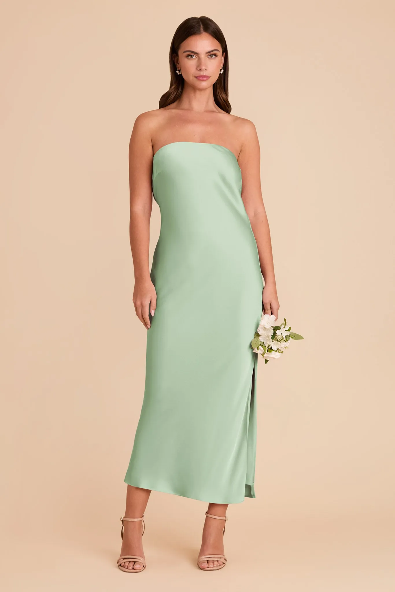 Isla Matte Satin Dress - Pistachio sold by Birdy Grey