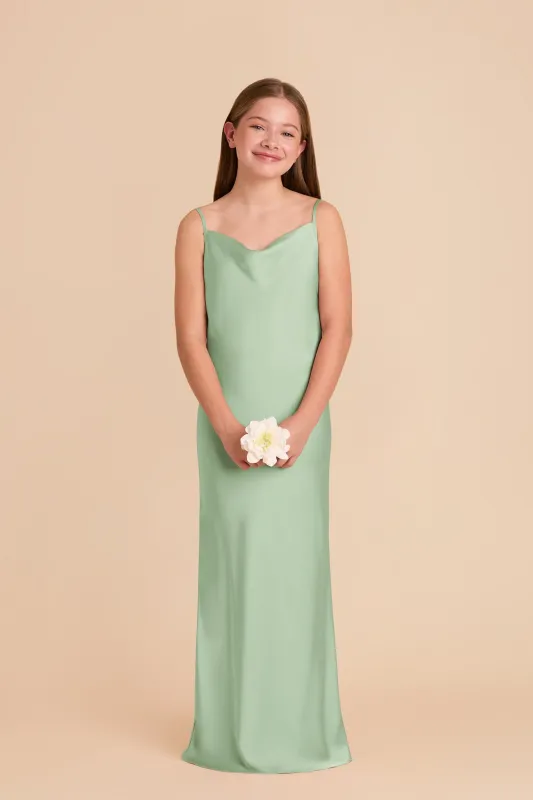 Elisa Junior Matte Satin Dress - Pistachio sold by Birdy Grey