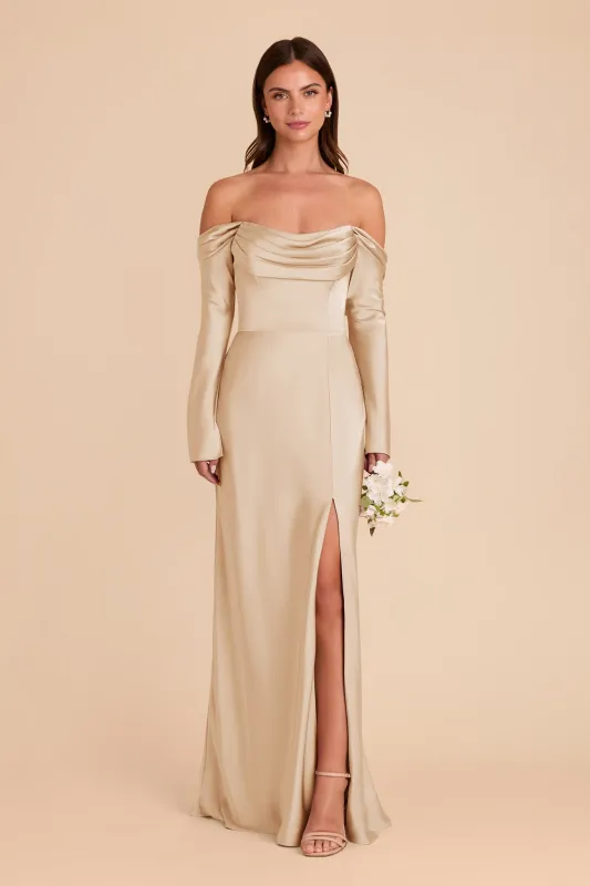 Maya Matte Satin Dress - Gold sold by Birdy Grey