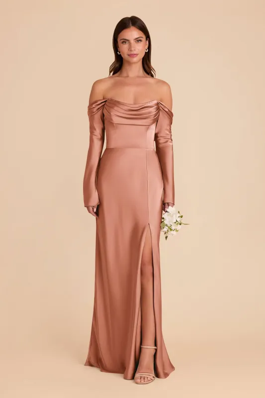 Maya Matte Satin Dress - Desert Rose sold by Birdy Grey