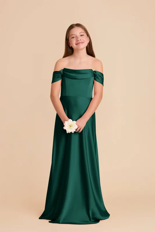 Mimi Junior Matte Satin Dress - Emerald sold by Birdy Grey