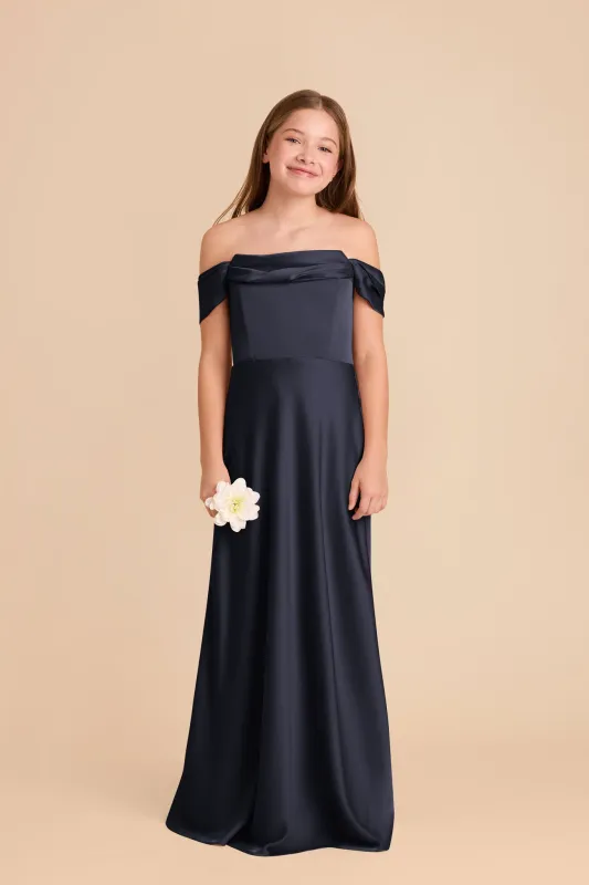 Mimi Junior Matte Satin Dress - Navy sold by Birdy Grey