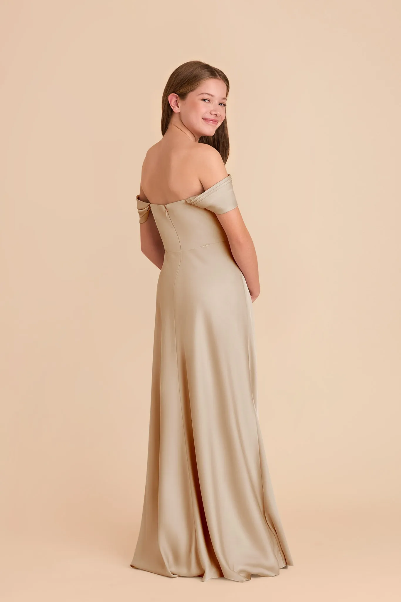 Mimi Junior Matte Satin Dress - Neutral Champagne sold by Birdy Grey product image thumbnail 5